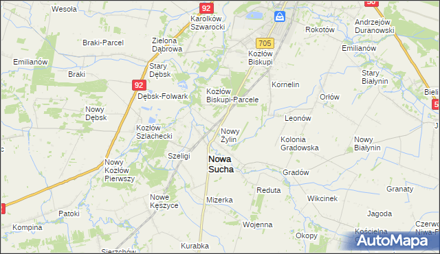 mapa Nowy Żylin, Nowy Żylin na mapie Targeo