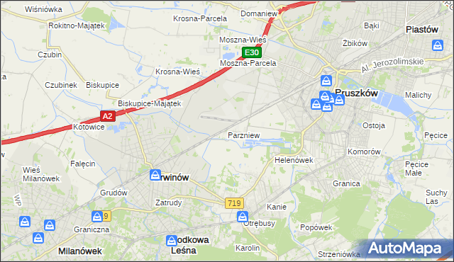 mapa Parzniew, Parzniew na mapie Targeo