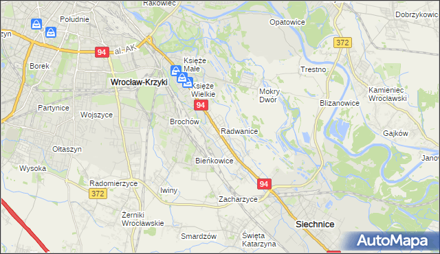 mapa Radwanice gmina Siechnice, Radwanice gmina Siechnice na mapie Targeo