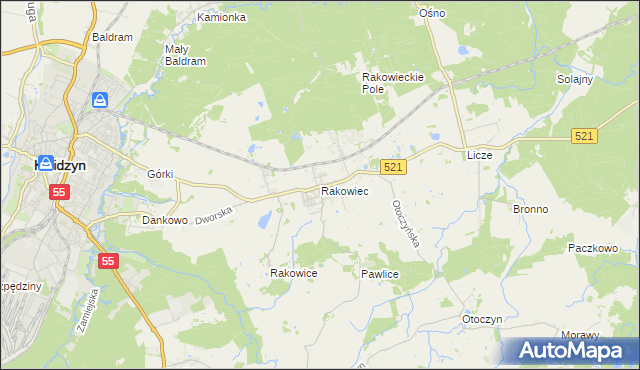 mapa Rakowiec gmina Kwidzyn, Rakowiec gmina Kwidzyn na mapie Targeo