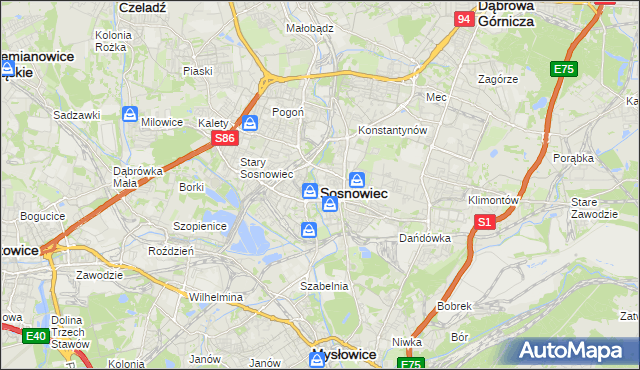 mapa Sosnowca, Sosnowiec na mapie Targeo