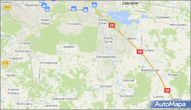 mapa Stanisławowo gmina Juchnowiec Kościelny, Stanisławowo gmina Juchnowiec Kościelny na mapie Targeo