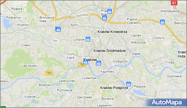 mapa Stare Miasto gmina Kraków, Stare Miasto gmina Kraków na mapie Targeo
