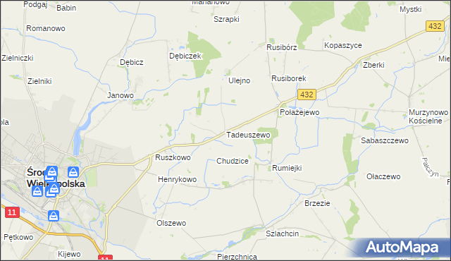 mapa Tadeuszewo, Tadeuszewo na mapie Targeo