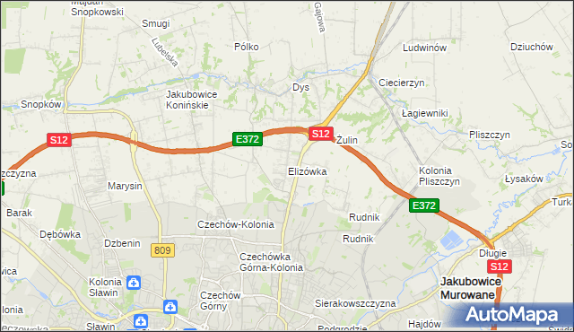 mapa Elizówka gmina Niemce, Elizówka gmina Niemce na mapie Targeo