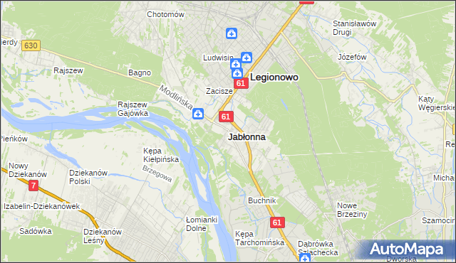 mapa Jabłonna powiat legionowski, Jabłonna powiat legionowski na mapie Targeo