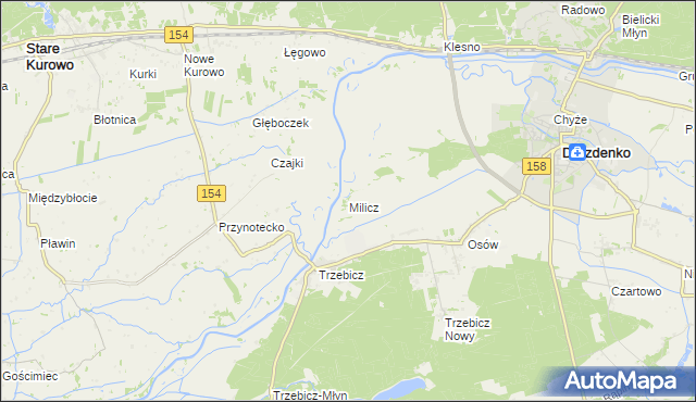 mapa Milicz gmina Drezdenko, Milicz gmina Drezdenko na mapie Targeo