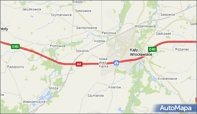 mapa Nowa Wieś Kącka, Nowa Wieś Kącka na mapie Targeo