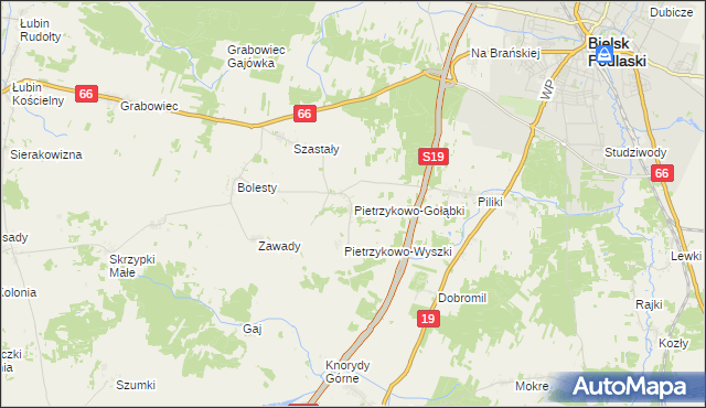 mapa Pietrzykowo-Gołąbki, Pietrzykowo-Gołąbki na mapie Targeo