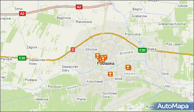 mapa Białej Podlaskiej, Biała Podlaska na mapie Targeo