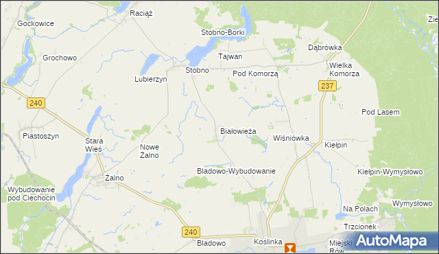 mapa Białowieża gmina Tuchola, Białowieża gmina Tuchola na mapie Targeo