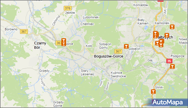 mapa Boguszów-Gorce, Boguszów-Gorce na mapie Targeo