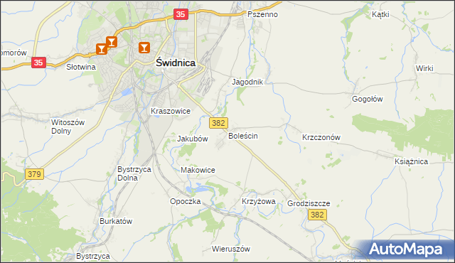 mapa Boleścin gmina Świdnica, Boleścin gmina Świdnica na mapie Targeo