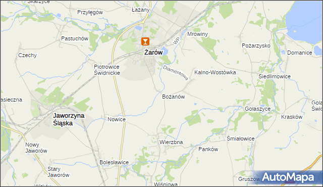 mapa Bożanów, Bożanów na mapie Targeo