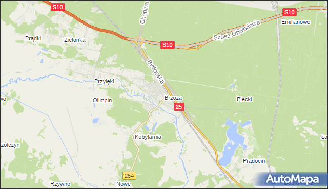 mapa Brzoza gmina Nowa Wieś Wielka, Brzoza gmina Nowa Wieś Wielka na mapie Targeo