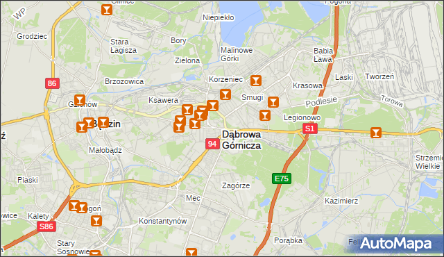 mapa Dąbrowa Górnicza, Dąbrowa Górnicza na mapie Targeo