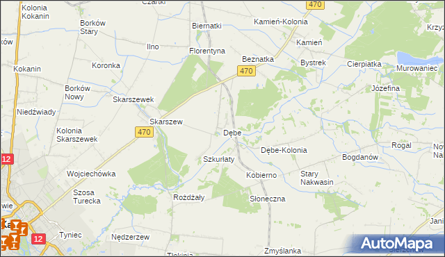 mapa Dębe gmina Żelazków, Dębe gmina Żelazków na mapie Targeo