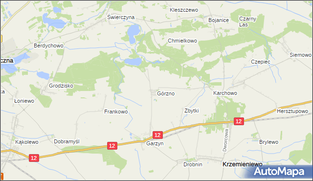 mapa Górzno gmina Krzemieniewo, Górzno gmina Krzemieniewo na mapie Targeo