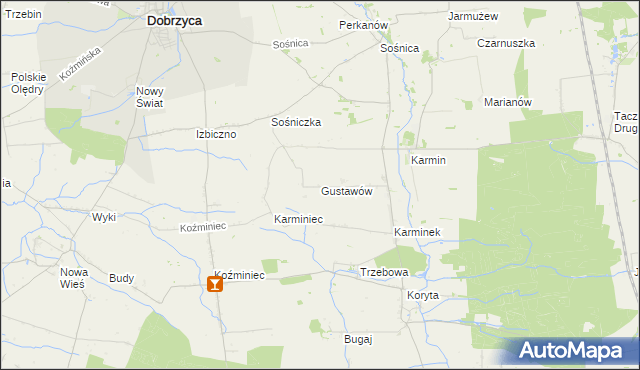 mapa Gustawów gmina Dobrzyca, Gustawów gmina Dobrzyca na mapie Targeo