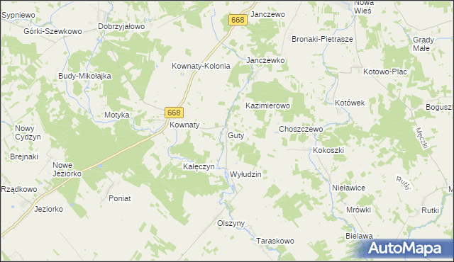 mapa Guty gmina Piątnica, Guty gmina Piątnica na mapie Targeo