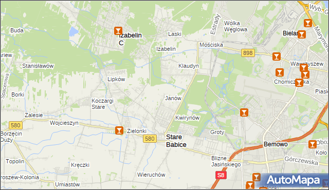 mapa Janów gmina Stare Babice, Janów gmina Stare Babice na mapie Targeo