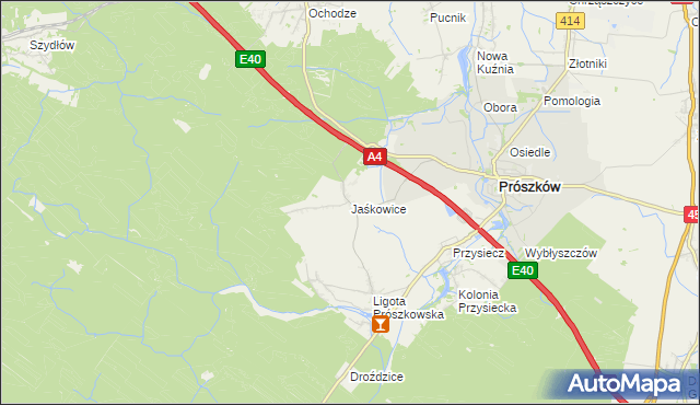 mapa Jaśkowice gmina Prószków, Jaśkowice gmina Prószków na mapie Targeo