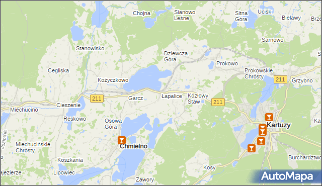 mapa Łapalice, Łapalice na mapie Targeo