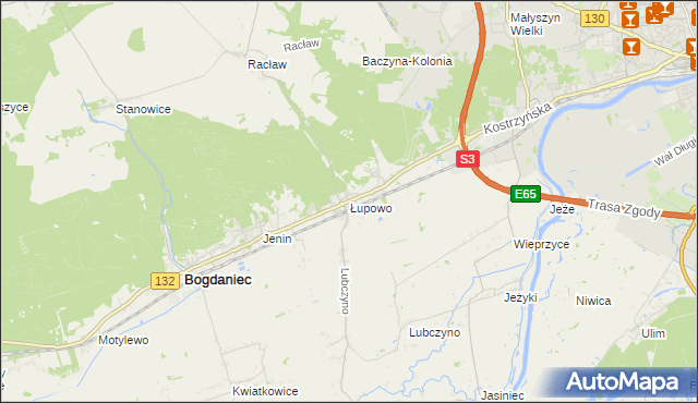 mapa Łupowo gmina Bogdaniec, Łupowo gmina Bogdaniec na mapie Targeo