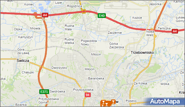 mapa Miłocin gmina Głogów Małopolski, Miłocin gmina Głogów Małopolski na mapie Targeo