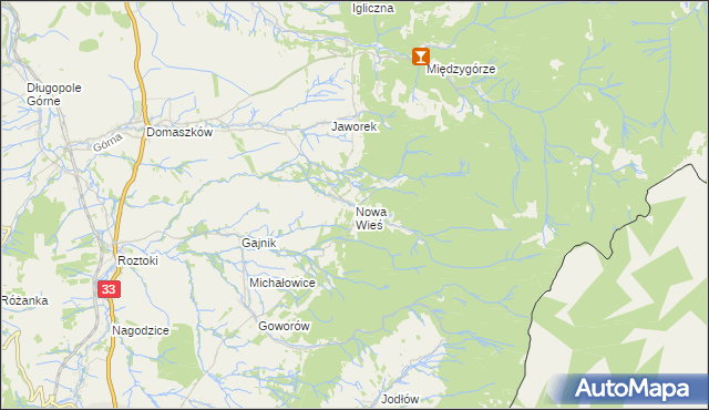 mapa Nowa Wieś gmina Międzylesie, Nowa Wieś gmina Międzylesie na mapie Targeo