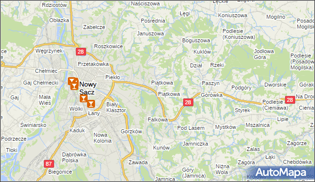 mapa Piątkowa gmina Chełmiec, Piątkowa gmina Chełmiec na mapie Targeo