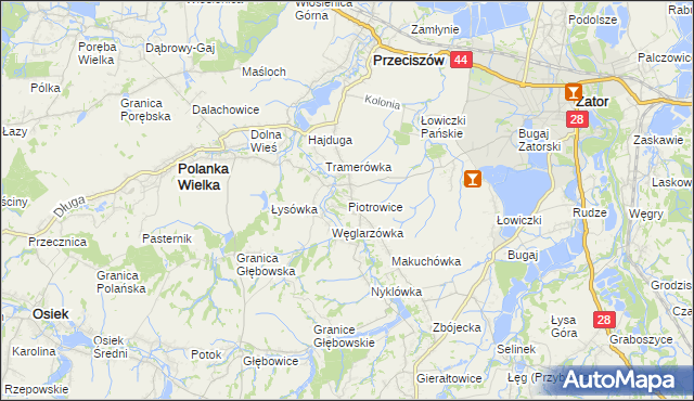 mapa Piotrowice gmina Przeciszów, Piotrowice gmina Przeciszów na mapie Targeo