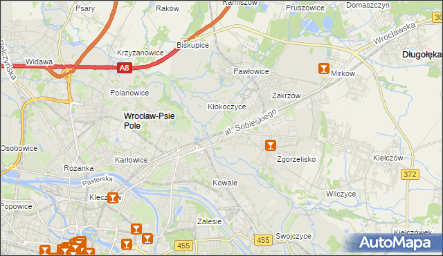 mapa Psie Pole gmina Wrocław, Psie Pole gmina Wrocław na mapie Targeo