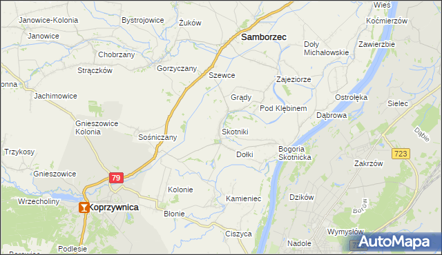 mapa Skotniki gmina Samborzec, Skotniki gmina Samborzec na mapie Targeo