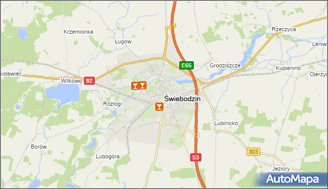 mapa Świebodzin, Świebodzin na mapie Targeo