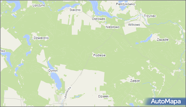 mapa Podlesie gmina Koczała, Podlesie gmina Koczała na mapie Targeo