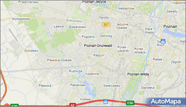 mapa Raszyn gmina Poznań, Raszyn gmina Poznań na mapie Targeo