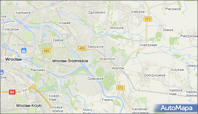 mapa Strachocin gmina Wrocław, Strachocin gmina Wrocław na mapie Targeo