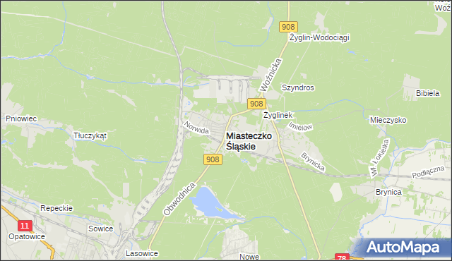 mapa Miasteczko Śląskie, Miasteczko Śląskie na mapie Targeo