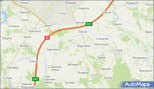 mapa Bogumiłów gmina Sieradz, Bogumiłów gmina Sieradz na mapie Targeo