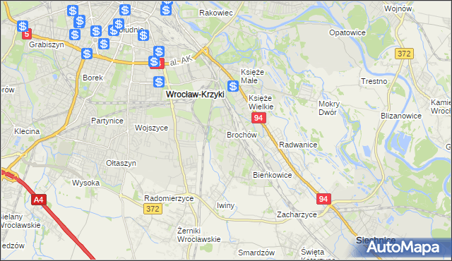 mapa Brochów gmina Wrocław, Brochów gmina Wrocław na mapie Targeo