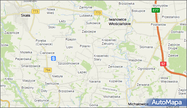 mapa Krasieniec Stary, Krasieniec Stary na mapie Targeo