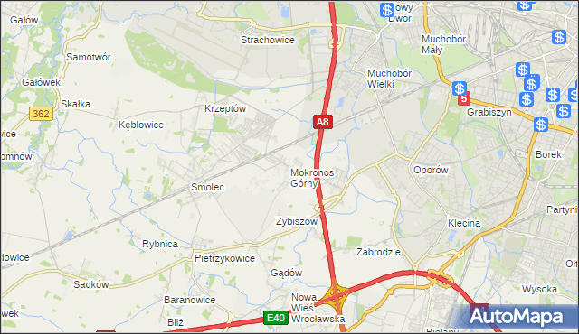 mapa Mokronos Górny, Mokronos Górny na mapie Targeo