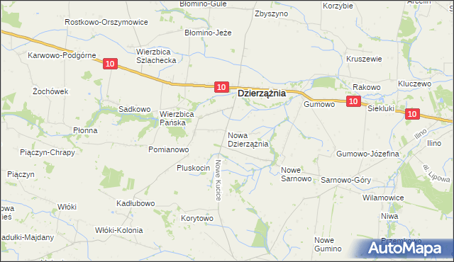 mapa Nowa Dzierzążnia, Nowa Dzierzążnia na mapie Targeo