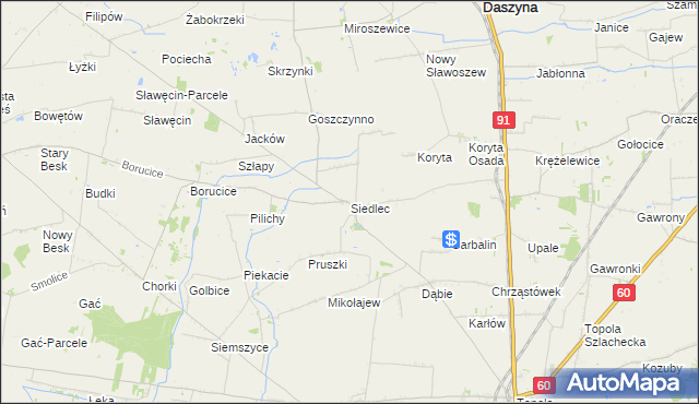 mapa Siedlec gmina Łęczyca, Siedlec gmina Łęczyca na mapie Targeo