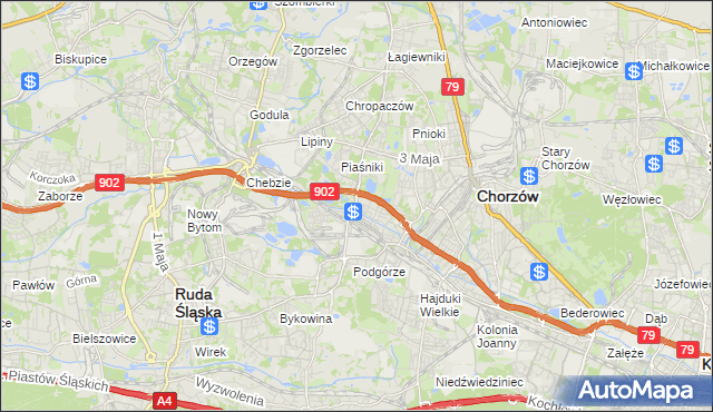 mapa Świętochłowice, Świętochłowice na mapie Targeo