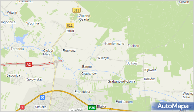 mapa Wilczyn gmina Biała Podlaska, Wilczyn gmina Biała Podlaska na mapie Targeo