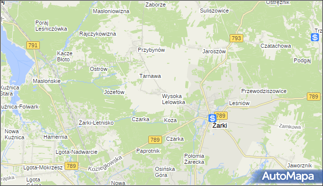 mapa Wysoka Lelowska, Wysoka Lelowska na mapie Targeo