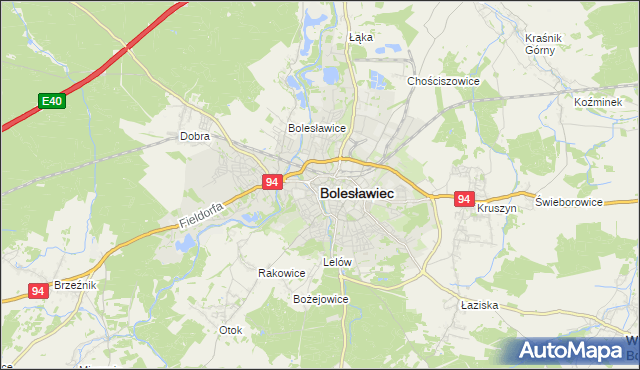 mapa Bolesławca, Bolesławiec na mapie Targeo