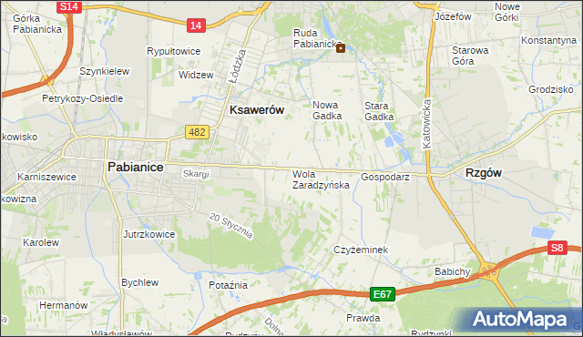 mapa Wola Zaradzyńska, Wola Zaradzyńska na mapie Targeo